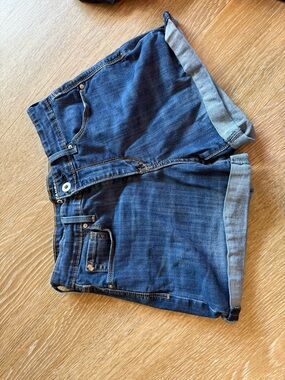 Levi’s Medium Blue Denim Shorts with Rolled Hems